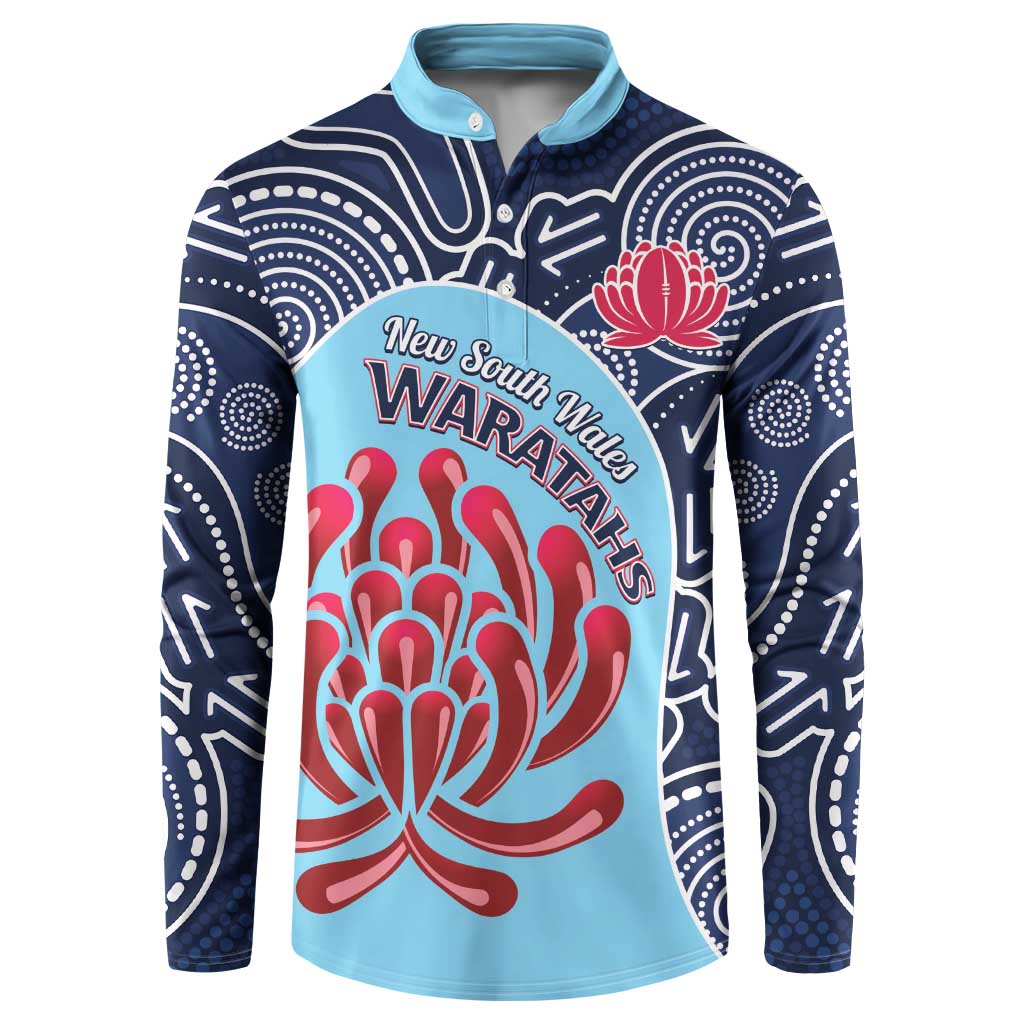 Custom Australia NSW Waratahs Button Sweatshirt Go Champions Aboriginal Art