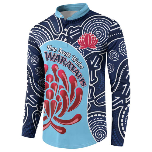 Custom Australia NSW Waratahs Button Sweatshirt Go Champions Aboriginal Art