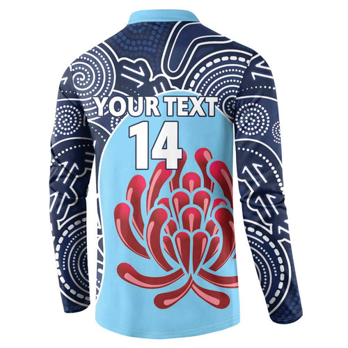 Custom Australia NSW Waratahs Button Sweatshirt Go Champions Aboriginal Art