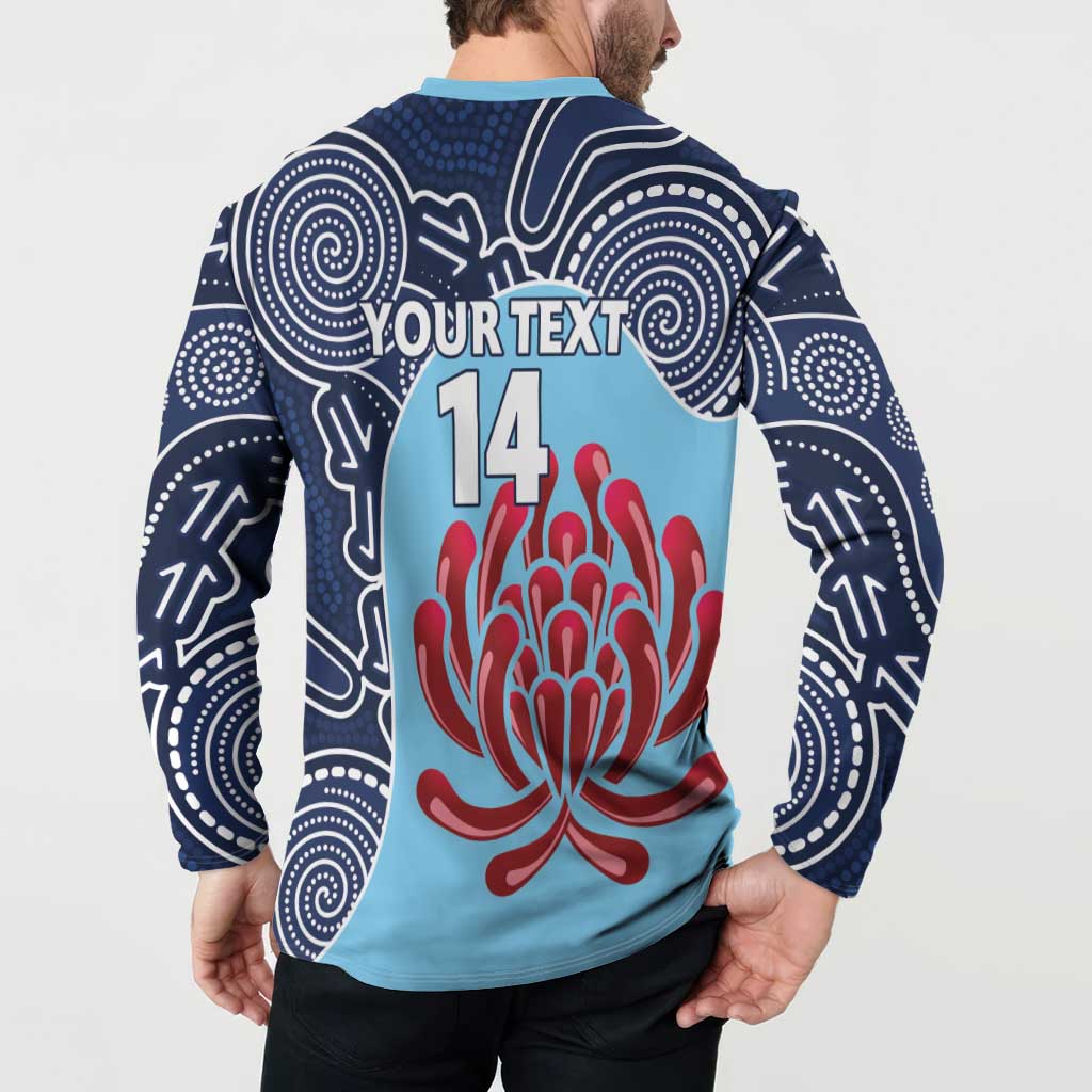 Custom Australia NSW Waratahs Button Sweatshirt Go Champions Aboriginal Art
