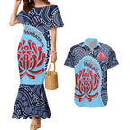 Custom Australia NSW Waratahs Couples Matching Mermaid Dress and Hawaiian Shirt Go Champions Aboriginal Art