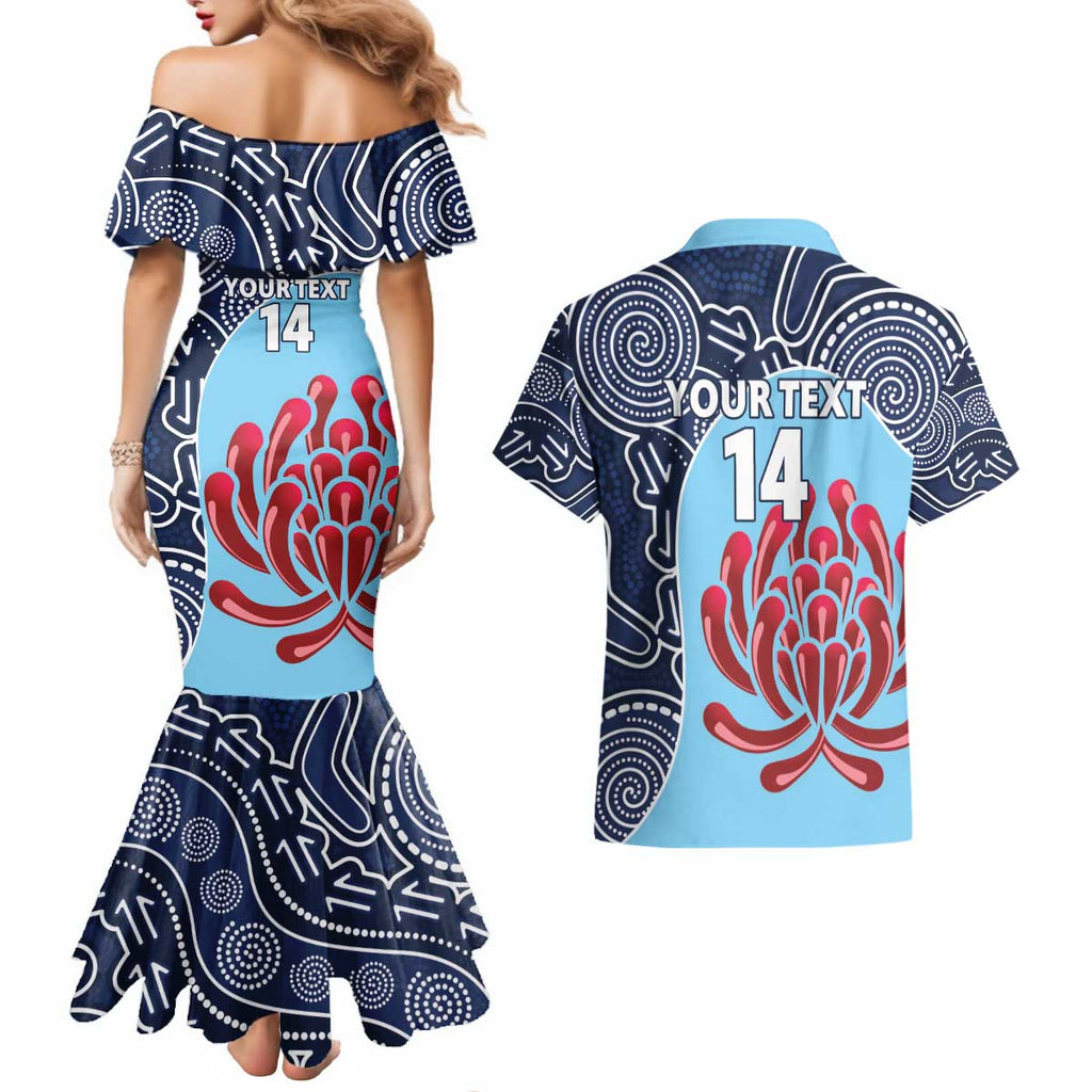 Custom Australia NSW Waratahs Couples Matching Mermaid Dress and Hawaiian Shirt Go Champions Aboriginal Art