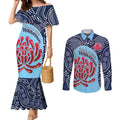Custom Australia NSW Waratahs Couples Matching Mermaid Dress and Long Sleeve Button Shirt Go Champions Aboriginal Art
