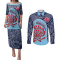 Custom Australia NSW Waratahs Couples Matching Puletasi and Long Sleeve Button Shirt Go Champions Aboriginal Art