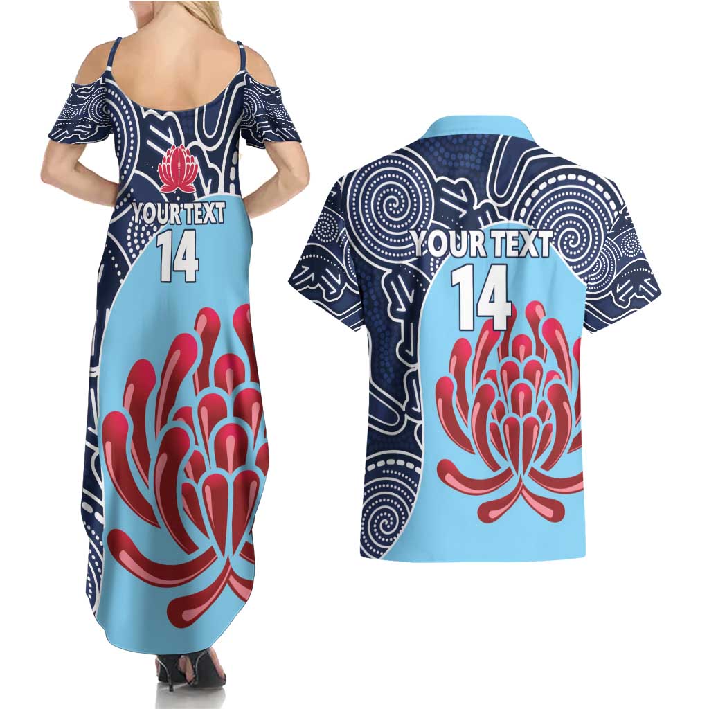 Custom Australia NSW Waratahs Couples Matching Summer Maxi Dress and Hawaiian Shirt Go Champions Aboriginal Art