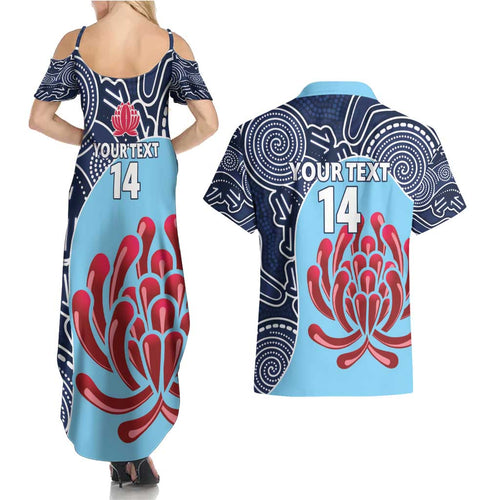 Custom Australia NSW Waratahs Couples Matching Summer Maxi Dress and Hawaiian Shirt Go Champions Aboriginal Art