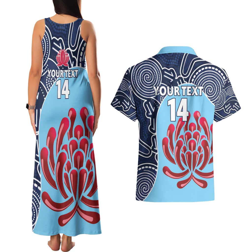 Custom Australia NSW Waratahs Couples Matching Tank Maxi Dress and Hawaiian Shirt Go Champions Aboriginal Art
