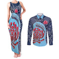 Custom Australia NSW Waratahs Couples Matching Tank Maxi Dress and Long Sleeve Button Shirt Go Champions Aboriginal Art