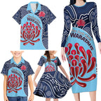 Custom Australia NSW Waratahs Family Matching Long Sleeve Bodycon Dress and Hawaiian Shirt Go Champions Aboriginal Art