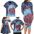 Custom Australia NSW Waratahs Family Matching Long Sleeve Bodycon Dress and Hawaiian Shirt Go Champions Aboriginal Art