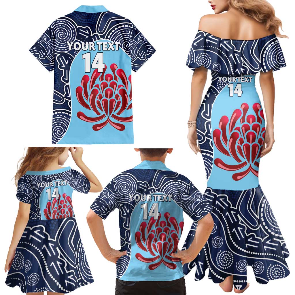 Custom Australia NSW Waratahs Family Matching Mermaid Dress and Hawaiian Shirt Go Champions Aboriginal Art