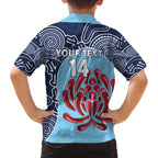 Custom Australia NSW Waratahs Family Matching Off The Shoulder Long Sleeve Dress and Hawaiian Shirt Go Champions Aboriginal Art