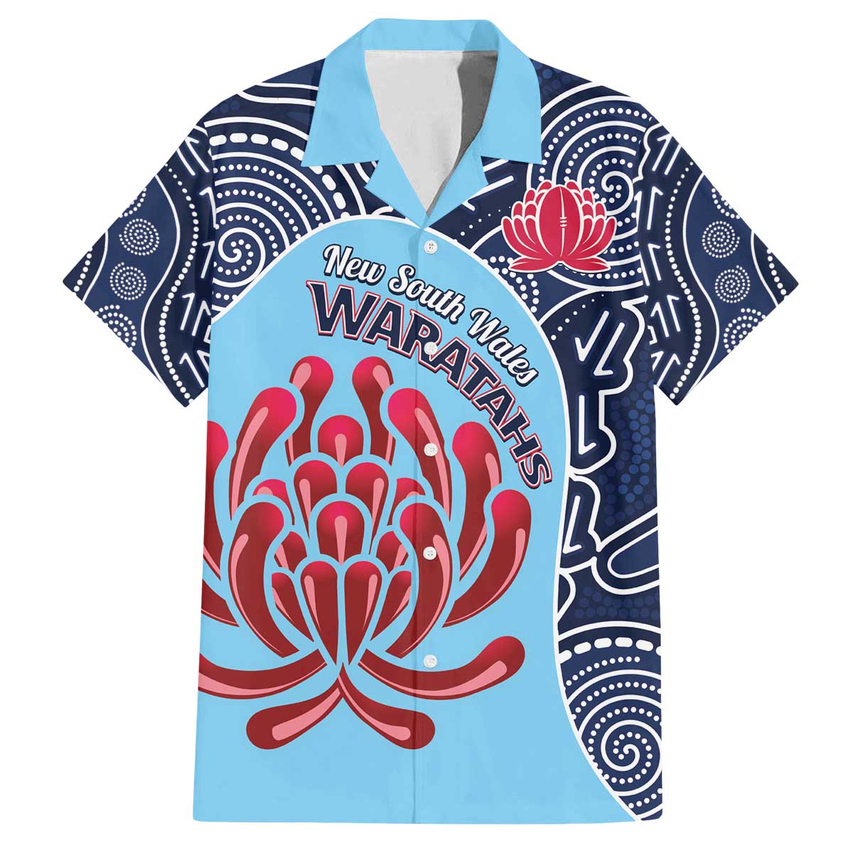 Custom Australia NSW Waratahs Family Matching Off The Shoulder Long Sleeve Dress and Hawaiian Shirt Go Champions Aboriginal Art