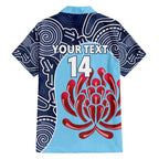 Custom Australia NSW Waratahs Family Matching Off The Shoulder Long Sleeve Dress and Hawaiian Shirt Go Champions Aboriginal Art