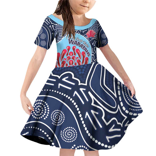 Custom Australia NSW Waratahs Family Matching Off Shoulder Short Dress and Hawaiian Shirt Go Champions Aboriginal Art