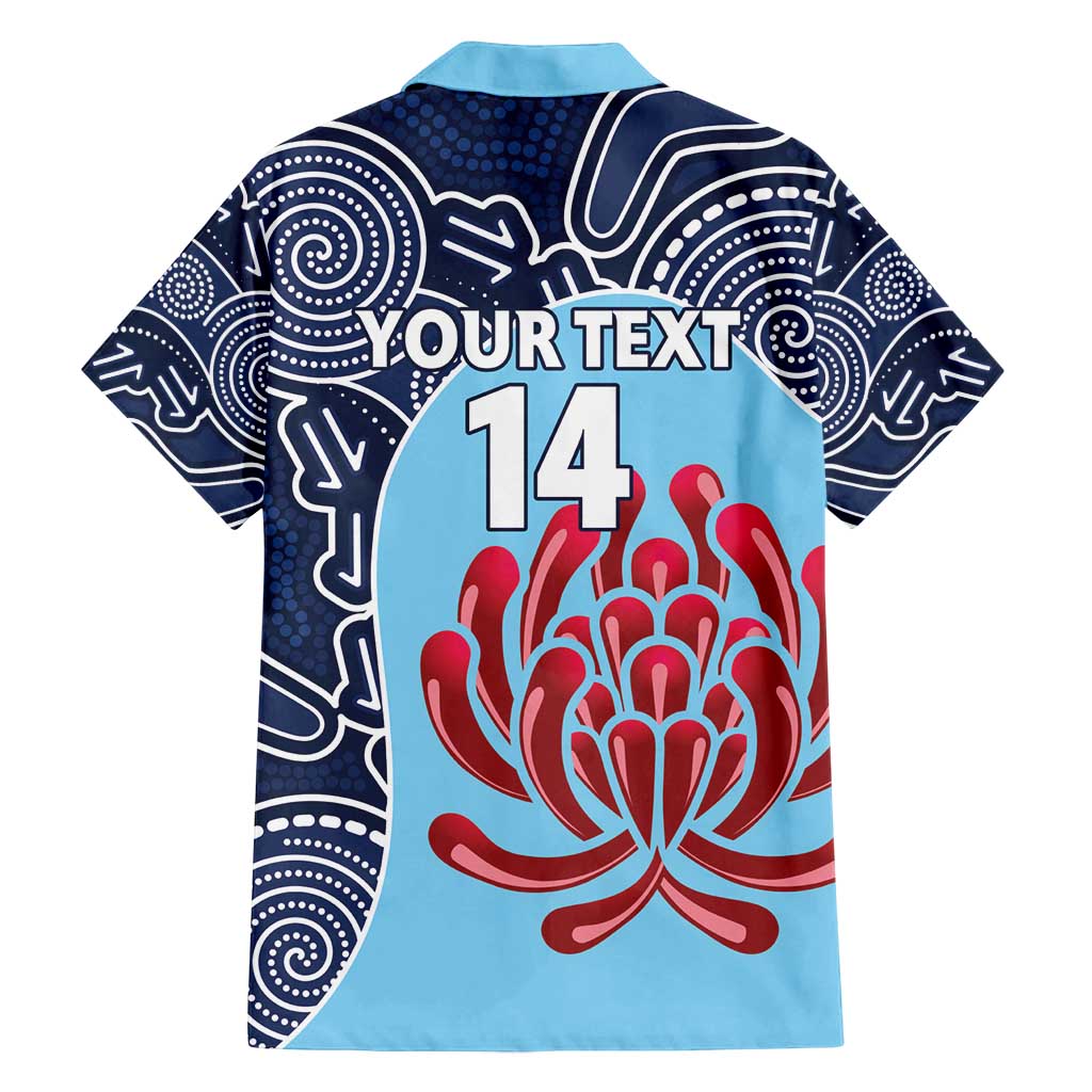Custom Australia NSW Waratahs Family Matching Off Shoulder Short Dress and Hawaiian Shirt Go Champions Aboriginal Art