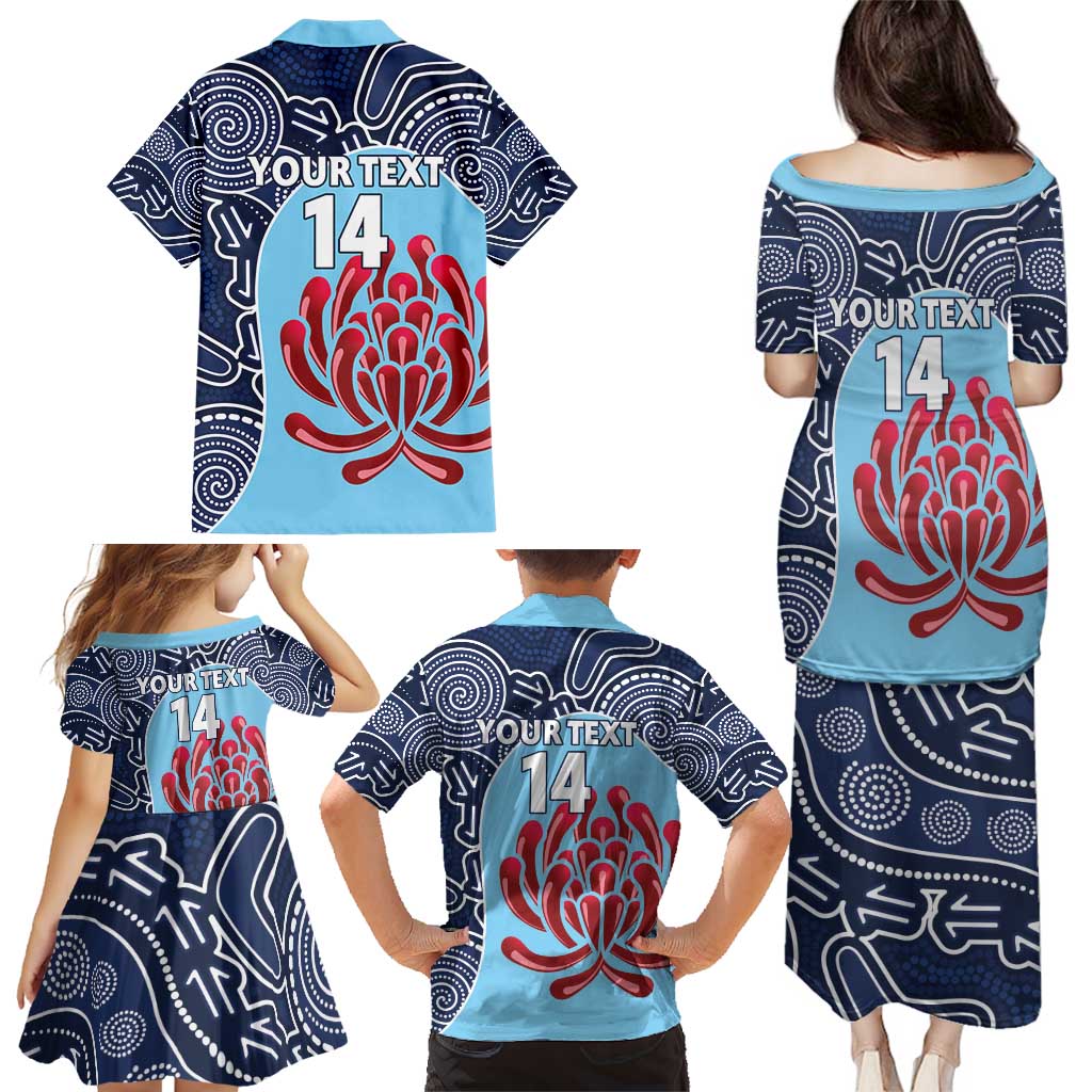 Custom Australia NSW Waratahs Family Matching Puletasi and Hawaiian Shirt Go Champions Aboriginal Art