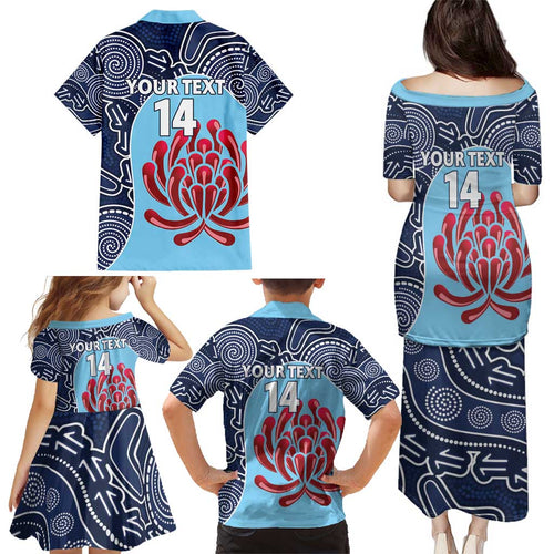 Custom Australia NSW Waratahs Family Matching Puletasi and Hawaiian Shirt Go Champions Aboriginal Art