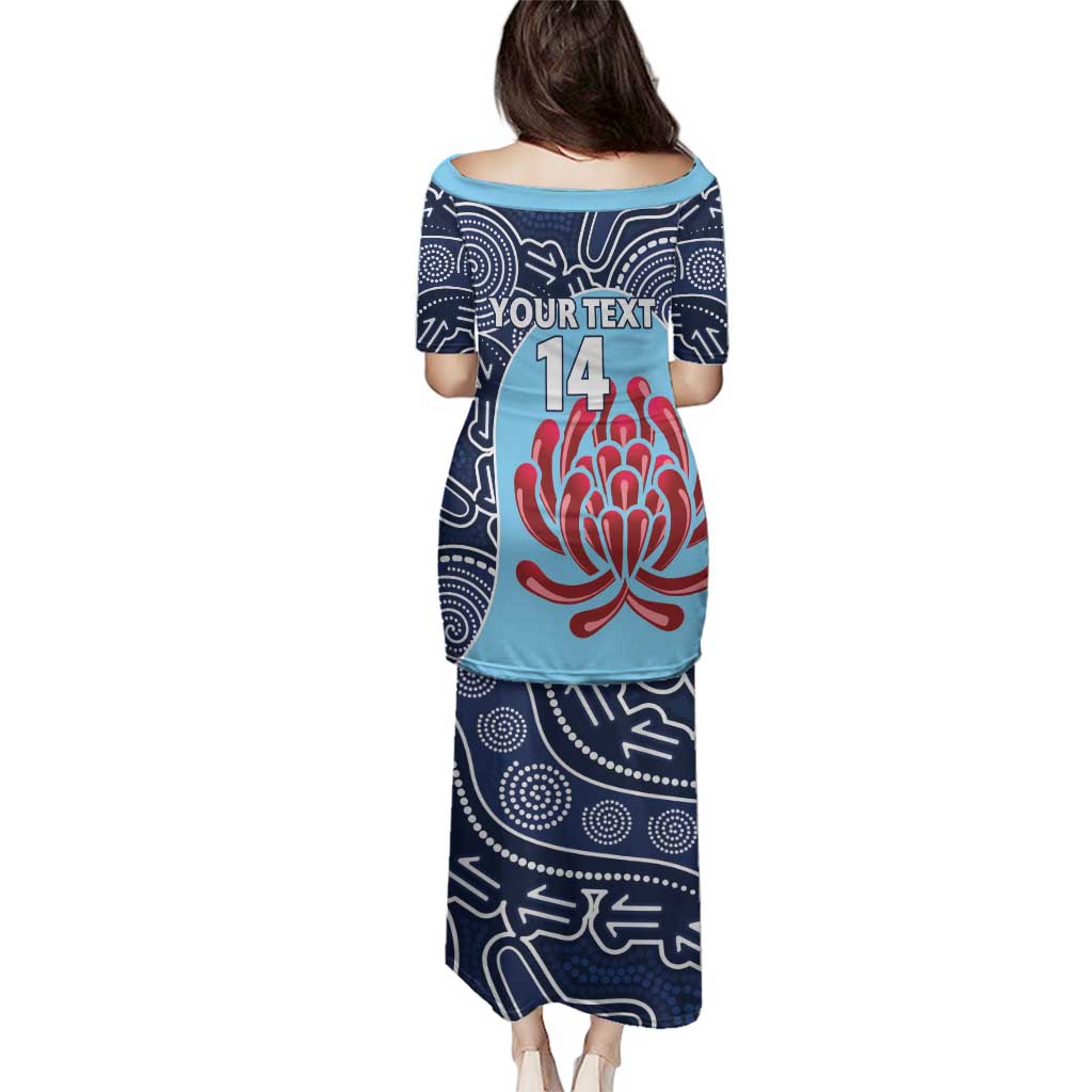 Custom Australia NSW Waratahs Family Matching Puletasi and Hawaiian Shirt Go Champions Aboriginal Art