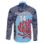 Custom Australia NSW Waratahs Family Matching Short Sleeve Bodycon Dress and Hawaiian Shirt Go Champions Aboriginal Art