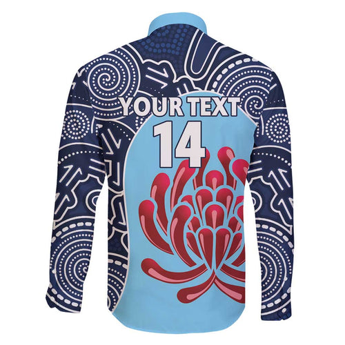 Custom Australia NSW Waratahs Family Matching Short Sleeve Bodycon Dress and Hawaiian Shirt Go Champions Aboriginal Art