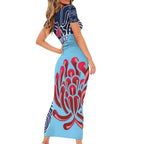 Custom Australia NSW Waratahs Family Matching Short Sleeve Bodycon Dress and Hawaiian Shirt Go Champions Aboriginal Art