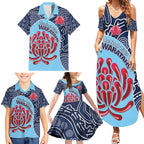 Custom Australia NSW Waratahs Family Matching Summer Maxi Dress and Hawaiian Shirt Go Champions Aboriginal Art