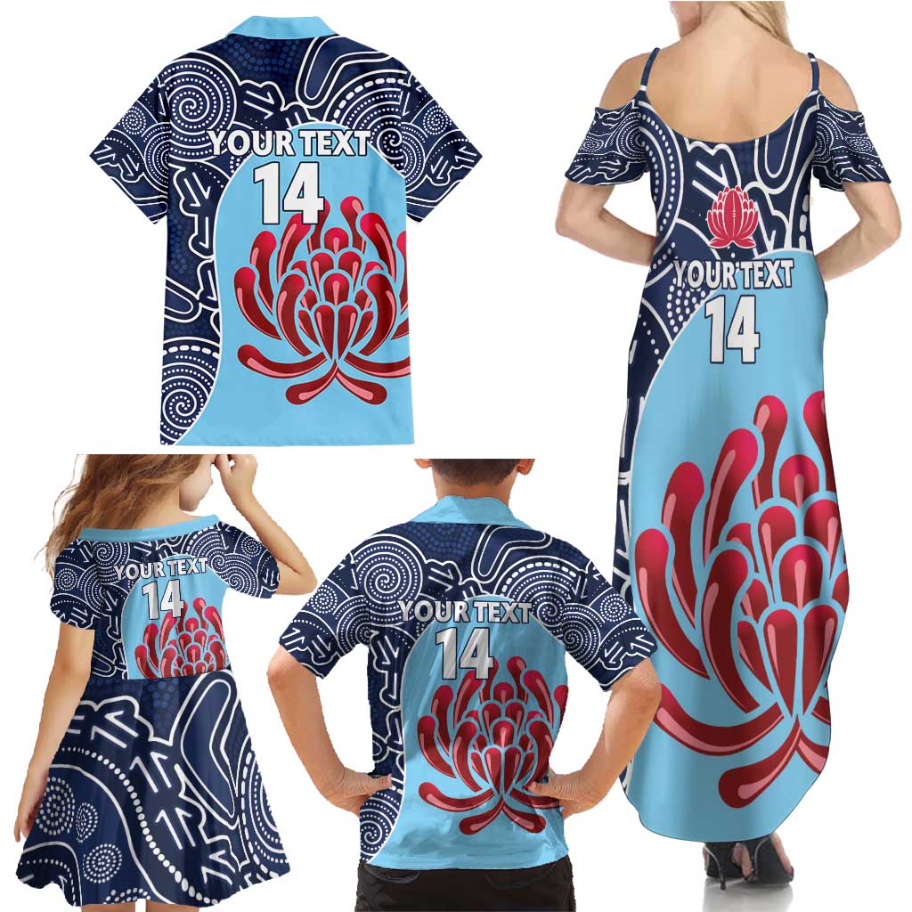 Custom Australia NSW Waratahs Family Matching Summer Maxi Dress and Hawaiian Shirt Go Champions Aboriginal Art