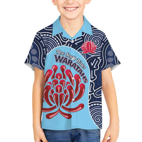 Custom Australia NSW Waratahs Family Matching Summer Maxi Dress and Hawaiian Shirt Go Champions Aboriginal Art