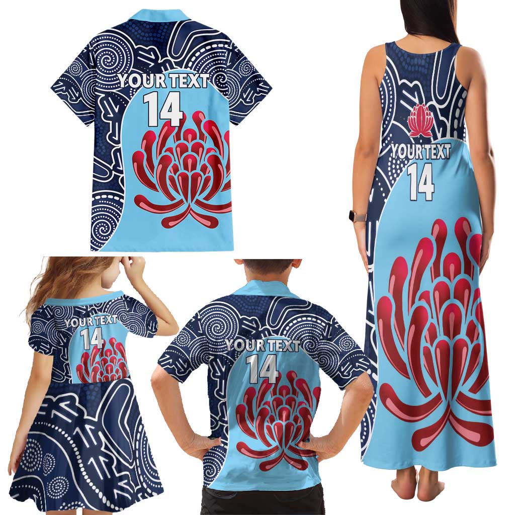 Custom Australia NSW Waratahs Family Matching Tank Maxi Dress and Hawaiian Shirt Go Champions Aboriginal Art