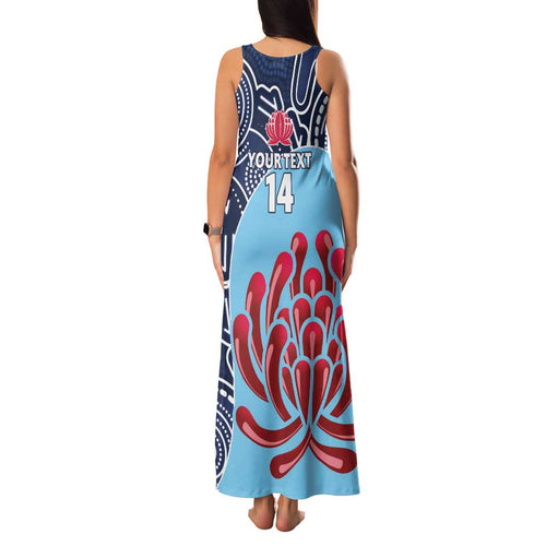 Custom Australia NSW Waratahs Family Matching Tank Maxi Dress and Hawaiian Shirt Go Champions Aboriginal Art