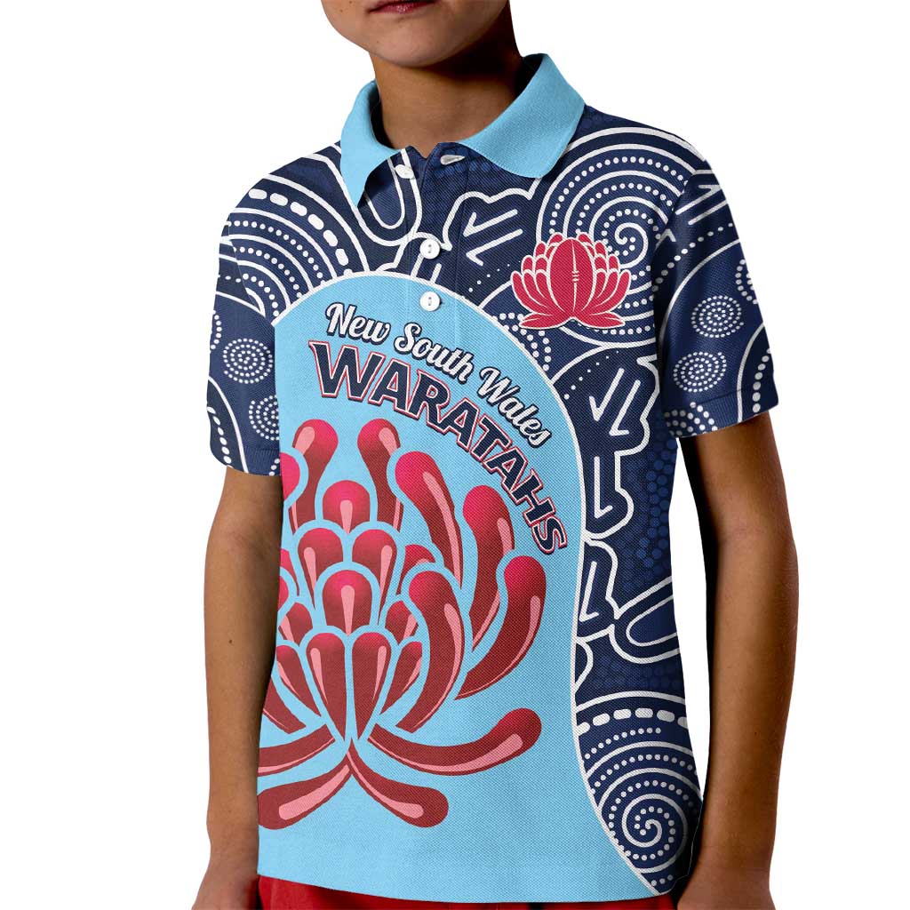 Custom Australia NSW Waratahs Kid Polo Shirt Go Champions Aboriginal Art