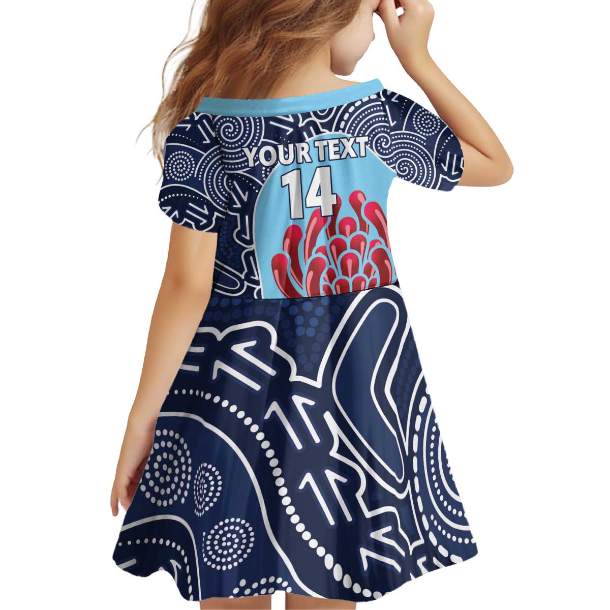 Custom Australia NSW Waratahs Kid Short Sleeve Dress Go Champions Aboriginal Art