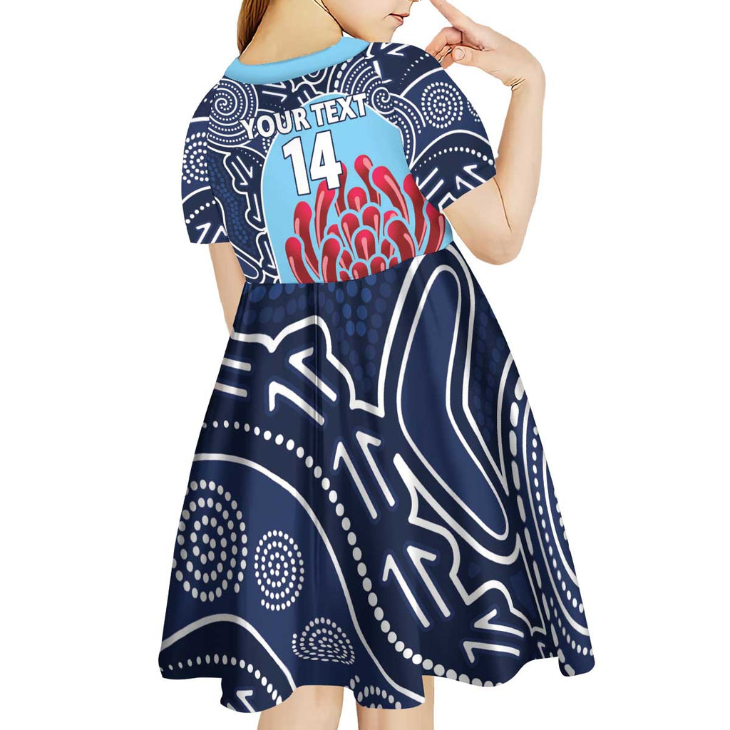 Custom Australia NSW Waratahs Kid Short Sleeve Dress Go Champions Aboriginal Art