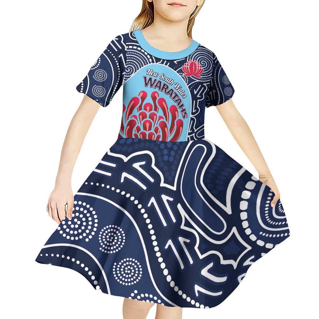 Custom Australia NSW Waratahs Kid Short Sleeve Dress Go Champions Aboriginal Art