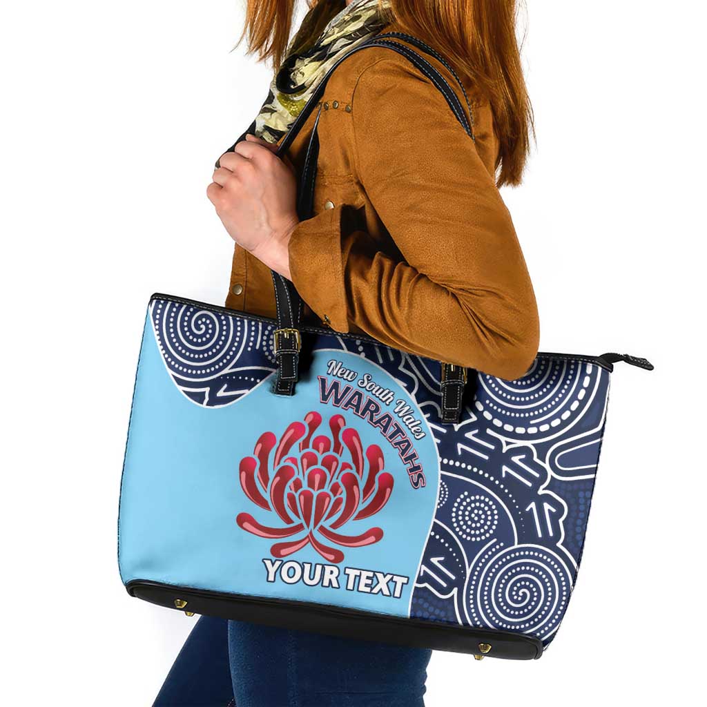 Custom Australia NSW Waratahs Leather Tote Bag Go Champions Aboriginal Art