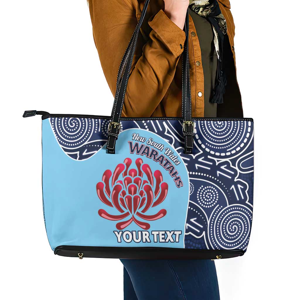 Custom Australia NSW Waratahs Leather Tote Bag Go Champions Aboriginal Art