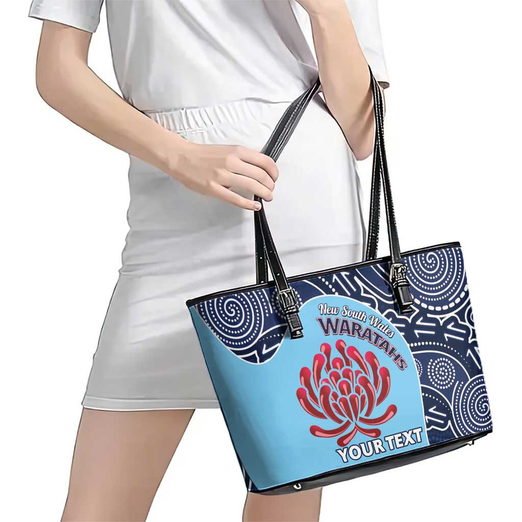 Custom Australia NSW Waratahs Leather Tote Bag Go Champions Aboriginal Art