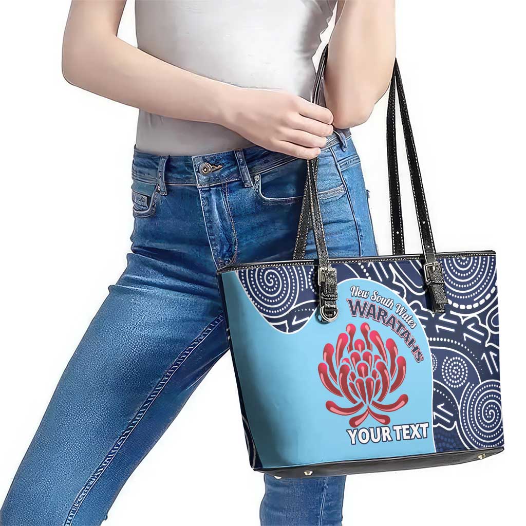 Custom Australia NSW Waratahs Leather Tote Bag Go Champions Aboriginal Art