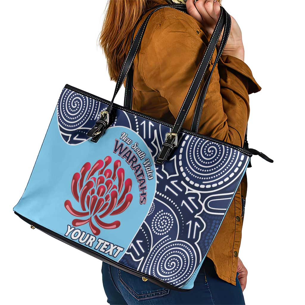 Custom Australia NSW Waratahs Leather Tote Bag Go Champions Aboriginal Art