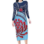 Custom Australia NSW Waratahs Long Sleeve Bodycon Dress Go Champions Aboriginal Art