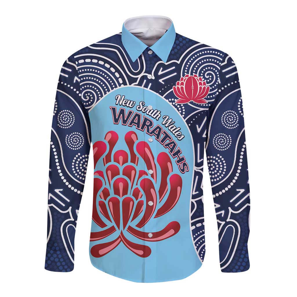 Custom Australia NSW Waratahs Long Sleeve Button Shirt Go Champions Aboriginal Art