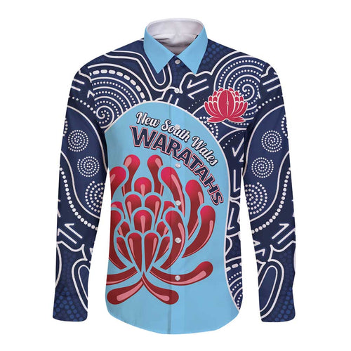 Custom Australia NSW Waratahs Long Sleeve Button Shirt Go Champions Aboriginal Art