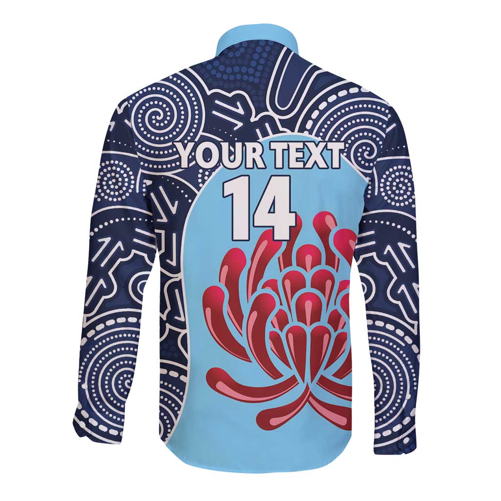 Custom Australia NSW Waratahs Long Sleeve Button Shirt Go Champions Aboriginal Art