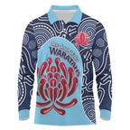 Custom Australia NSW Waratahs Long Sleeve Polo Shirt Go Champions Aboriginal Art