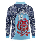 Custom Australia NSW Waratahs Long Sleeve Polo Shirt Go Champions Aboriginal Art