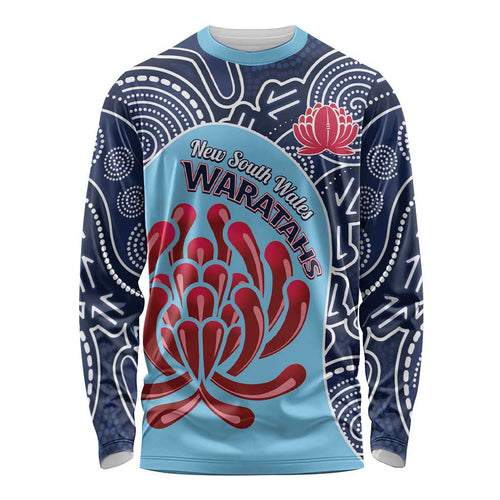 Custom Australia NSW Waratahs Long Sleeve Shirt Go Champions Aboriginal Art