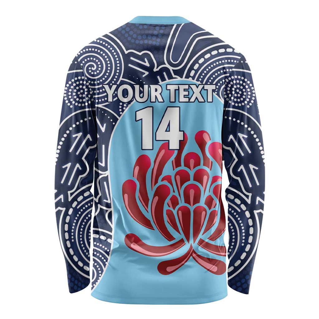 Custom Australia NSW Waratahs Long Sleeve Shirt Go Champions Aboriginal Art