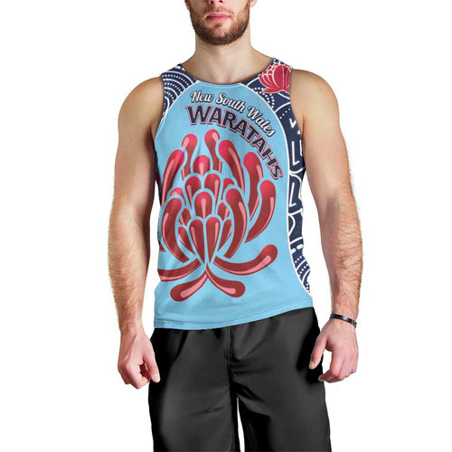 Custom Australia NSW Waratahs Men Tank Top Go Champions Aboriginal Art