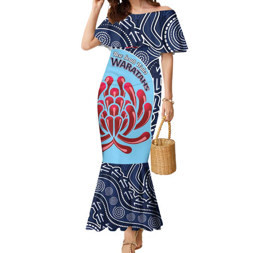 Custom Australia NSW Waratahs Mermaid Dress Go Champions Aboriginal Art